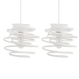First Choice Lighting Set of 2 White Metal Swirl Easy Fit Light Shades - thumbnail 1