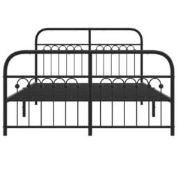 Berkfield Home Metal Bed Frame without Mattress with Footboard Black 137x190cm - Size: 137x190 cm - thumbnail 4