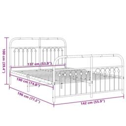 Berkfield Home Metal Bed Frame without Mattress with Footboard Black 137x190cm - Size: 137x190 cm - thumbnail 8