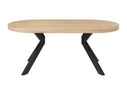 Vente-unique Dining Table for 6 People In MDF & Steel - Light Natural & Black in Light Oak - thumbnail 4