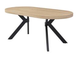 Vente-unique Dining Table for 6 People In MDF & Steel - Light Natural & Black in Light Oak - thumbnail 5