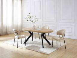 Vente-unique Dining Table for 6 People In MDF & Steel - Light Natural & Black in Light Oak - thumbnail 1
