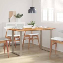 Berkfield Home Sturdy Dining Table 140x70x76 cm Solid Acacia Wood in Brown - Size: 140 x 70 x 76 cm - thumbnail 2