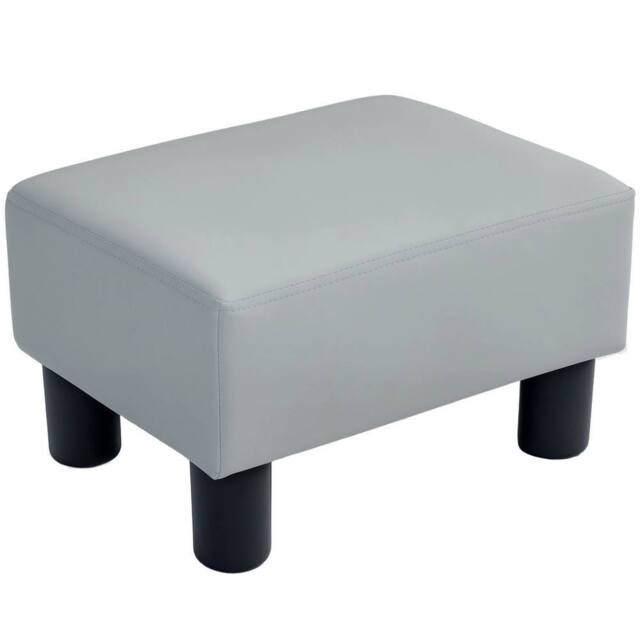 Havendro Chic Faux Leather Footstool Small Footrest with 4 Plastic in Grey - image 1
