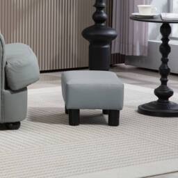 Havendro Chic Faux Leather Footstool Small Footrest with 4 Plastic in Grey - thumbnail 5