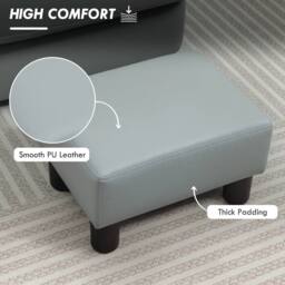 Havendro Chic Faux Leather Footstool Small Footrest with 4 Plastic in Grey - thumbnail 4