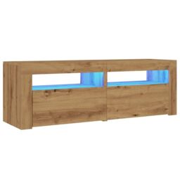 Berkfield Home TV Cabinet with LED Lights Artisan Oak 120x35x40 cm Engineered Wood in Brown - Size: 120 x 35 x 40 cm - thumbnail 3