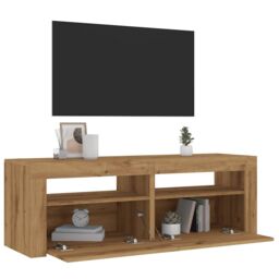 Berkfield Home TV Cabinet with LED Lights Artisan Oak 120x35x40 cm Engineered Wood in Brown - Size: 120 x 35 x 40 cm - thumbnail 5