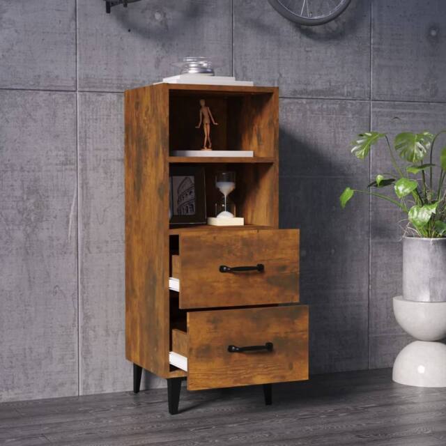 Berkfield Home Sideboard Smoked Oak 34.5x34x90 cm Engineered Wood in Brown - image 1