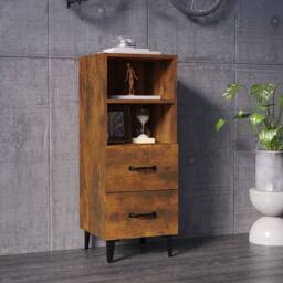 Berkfield Home Sideboard Smoked Oak 34.5x34x90 cm Engineered Wood in Brown - thumbnail 2