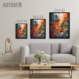 "Artery8 Colourful Abstract Coral Reef Framed Canvas Wall Art Print - Size: W12"" x H16""" - thumbnail 4