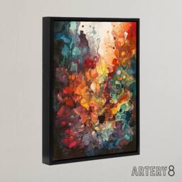 "Artery8 Colourful Abstract Coral Reef Framed Canvas Wall Art Print - Size: W12"" x H16""" - thumbnail 2