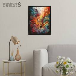 "Artery8 Colourful Abstract Coral Reef Framed Canvas Wall Art Print - Size: W12"" x H16""" - thumbnail 3