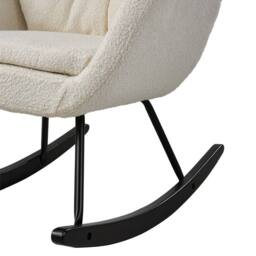VOGREX White Teddy Fabric Nursery Rocking Chair Wooden Curved Legs - thumbnail 5