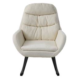 VOGREX White Teddy Fabric Nursery Rocking Chair Wooden Curved Legs - thumbnail 4