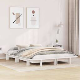 Berkfield Home Modern Bed Frame without Mattress White 150x200 cm King Size Soli - thumbnail 2