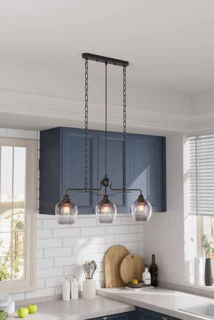 Living and Home Modern Style Glass Pendant Light in Black - image 1