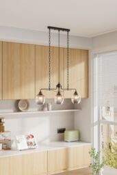 Living and Home Modern Style Glass Pendant Light in Black - thumbnail 2