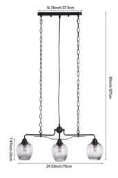 Living and Home Modern Style Glass Pendant Light in Black - thumbnail 3