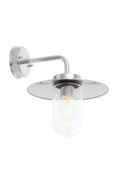 Netlighting Addison Outdoor Wall Polished Stainless Steel & Clear Glass 1 Light Dimmable IP44 E27 in Grey