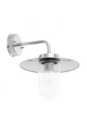 Netlighting Addison Outdoor Wall Polished Stainless Steel & Clear Glass 1 Light Dimmable IP44 E27 in Grey - thumbnail 6