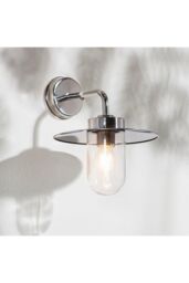 Netlighting Addison Outdoor Wall Polished Stainless Steel & Clear Glass 1 Light Dimmable IP44 E27 in Grey - thumbnail 2