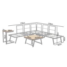 Home Garden Direct Monaco - Lounge Corner Sofa Set - Grey - Transforms into x2 Sunbeds - thumbnail 7