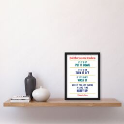 Artery8 Funny Bathroom Rules Art Toilet Rules Sign Wall Art Artwork Framed Wall Art Print A4 in Black - thumbnail 2