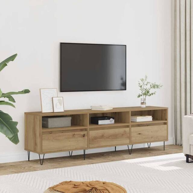 Berkfield Home TV Cabinet Artisan Oak 150x30x44.5 cm Engineered Wood in Brown - image 1