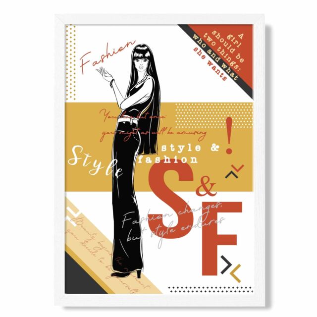ARTZE Sketch Quotes Style & Fashion Framed Print SIZE: A2 with White Frame in Yellow - Size: A4 - image 1