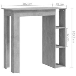 Berkfield Home Bar Table with Shelf Concrete Grey 102x50x103.5 cm Engineered Wood - thumbnail 7