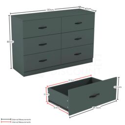 Home Discount Vida Designs Riano 6 Drawer Chest of Drawers Storage in Green - thumbnail 2