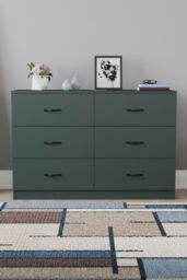 Home Discount Vida Designs Riano 6 Drawer Chest of Drawers Storage in Green - thumbnail 3