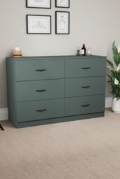 Home Discount Vida Designs Riano 6 Drawer Chest of Drawers Storage in Green - thumbnail 1
