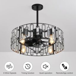 Garwarm Fandelier Ceiling Fan with Lights Crystal Pendant Lamp 50 cm in Black - thumbnail 2