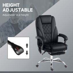 VINSETTO Massage Office Chair, Heated Reclining Desk Chair, Black - thumbnail 6