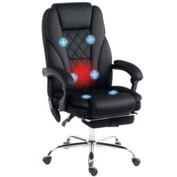 VINSETTO Massage Office Chair, Heated Reclining Desk Chair, Black - thumbnail 2