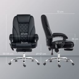 VINSETTO Massage Office Chair, Heated Reclining Desk Chair, Black - thumbnail 3