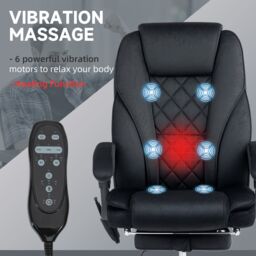 VINSETTO Massage Office Chair, Heated Reclining Desk Chair, Black - thumbnail 4