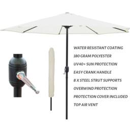Nordara Cream 2.7M Garden Parasol Lightweight Patio Sun Shade Umbrella - thumbnail 3