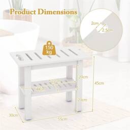 Kelvenix Shower Bench for Inside Shower Bathroom Seat for Spa-White in White - thumbnail 2