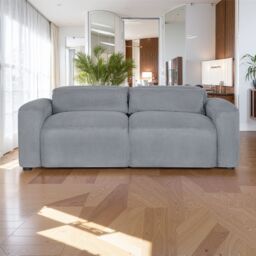 FURNITURE ONE Indoor Sofa, Comfy Corduroy Couch with Spring Cushion, Pillows in Mid Grey - Size: 1 Pack - thumbnail 1