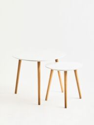 Orsina Grey Set of 2 Nesting Tables, Triangular Nest of Tables with Three Legs, Sturdy Side Tables for Home in White - thumbnail 6