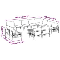 Berkfield Home Garden Sofa Set 13 pcs Anthracite Steel - thumbnail 9