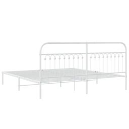 Berkfield Home Metal Bed Frame without Mattress with Headboard White 193x203cm - Size: 193x203 cm - thumbnail 6