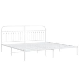 Berkfield Home Metal Bed Frame without Mattress with Headboard White 193x203cm - Size: 193x203 cm - thumbnail 3