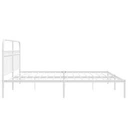 Berkfield Home Metal Bed Frame without Mattress with Headboard White 193x203cm - Size: 193x203 cm - thumbnail 5