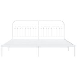 Berkfield Home Metal Bed Frame without Mattress with Headboard White 193x203cm - Size: 193x203 cm - thumbnail 4