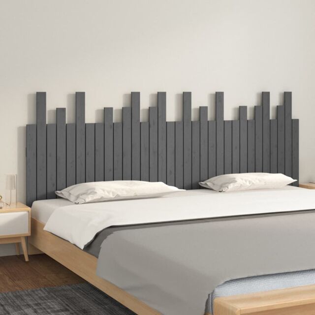 Berkfield Home Wall Headboard Grey 204x3x80 cm Solid Wood Pine - Size: 204 x 3 x 80 cm - image 1