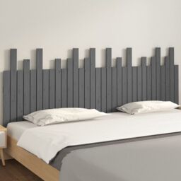 Berkfield Home Wall Headboard Grey 204x3x80 cm Solid Wood Pine - Size: 204 x 3 x 80 cm - thumbnail 3